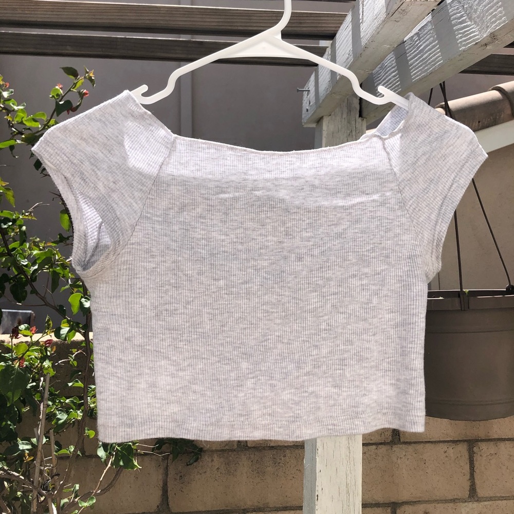 ‼️SOLD‼️brandy melville grey off the shoulder top